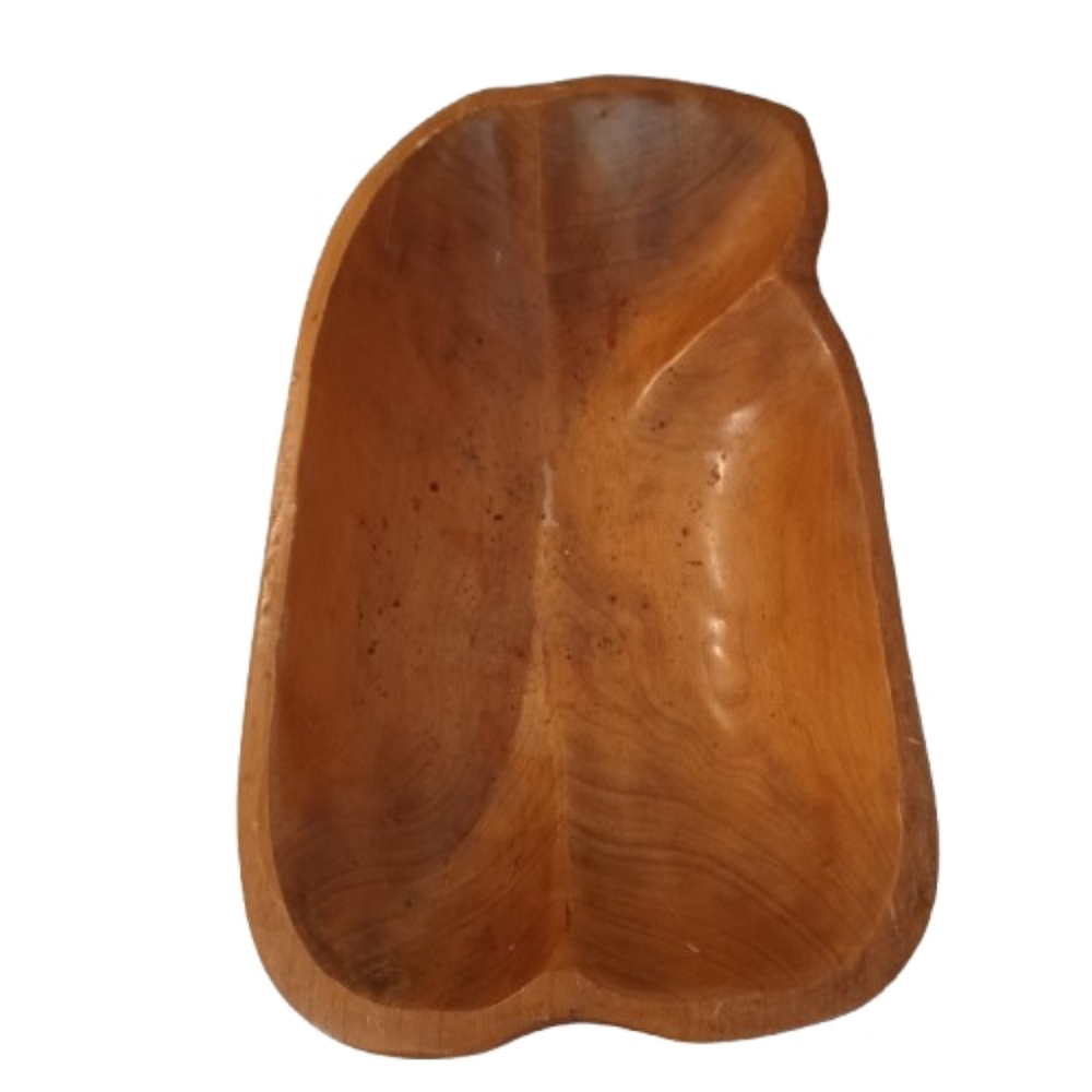 Vintage Mid-Century Monkey Pod Wood Divided Leaf Bowl - Handcrafted MCM